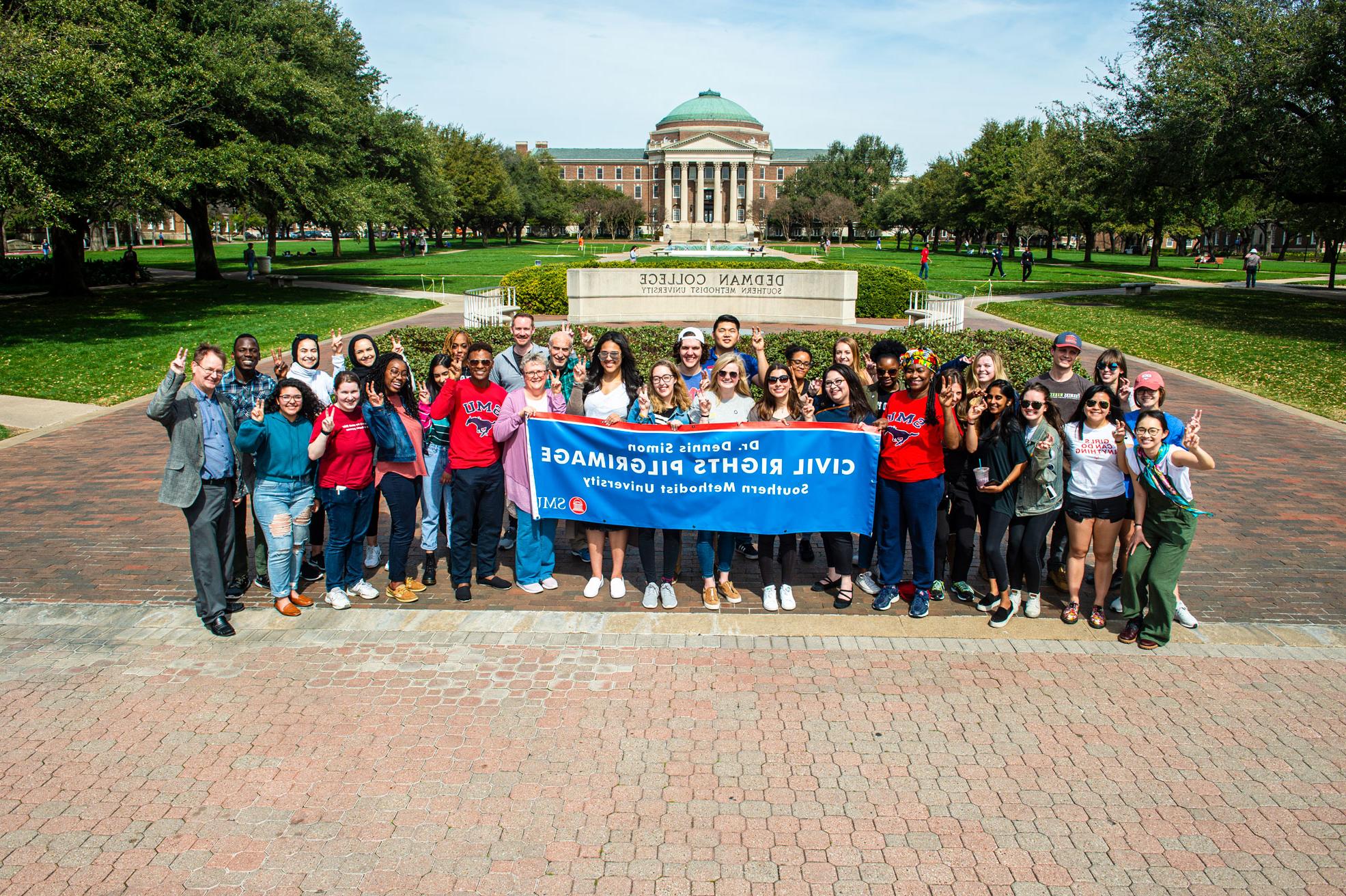 Civil Right Pilgrimage group photo in front of Dallas Hall